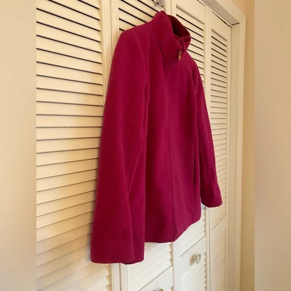 J Crew Village Coat 4 Zip Up Pink Wool Blend Jacket Mock Neck Collar Classic - Picture 4 of 16